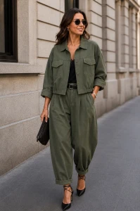 Komplet kurtka + spodnie khaki 